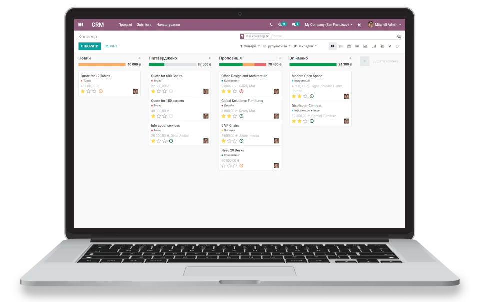 Notebook running Odoo CRM